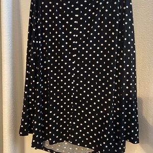 Black and white polka dot sweater with cinching